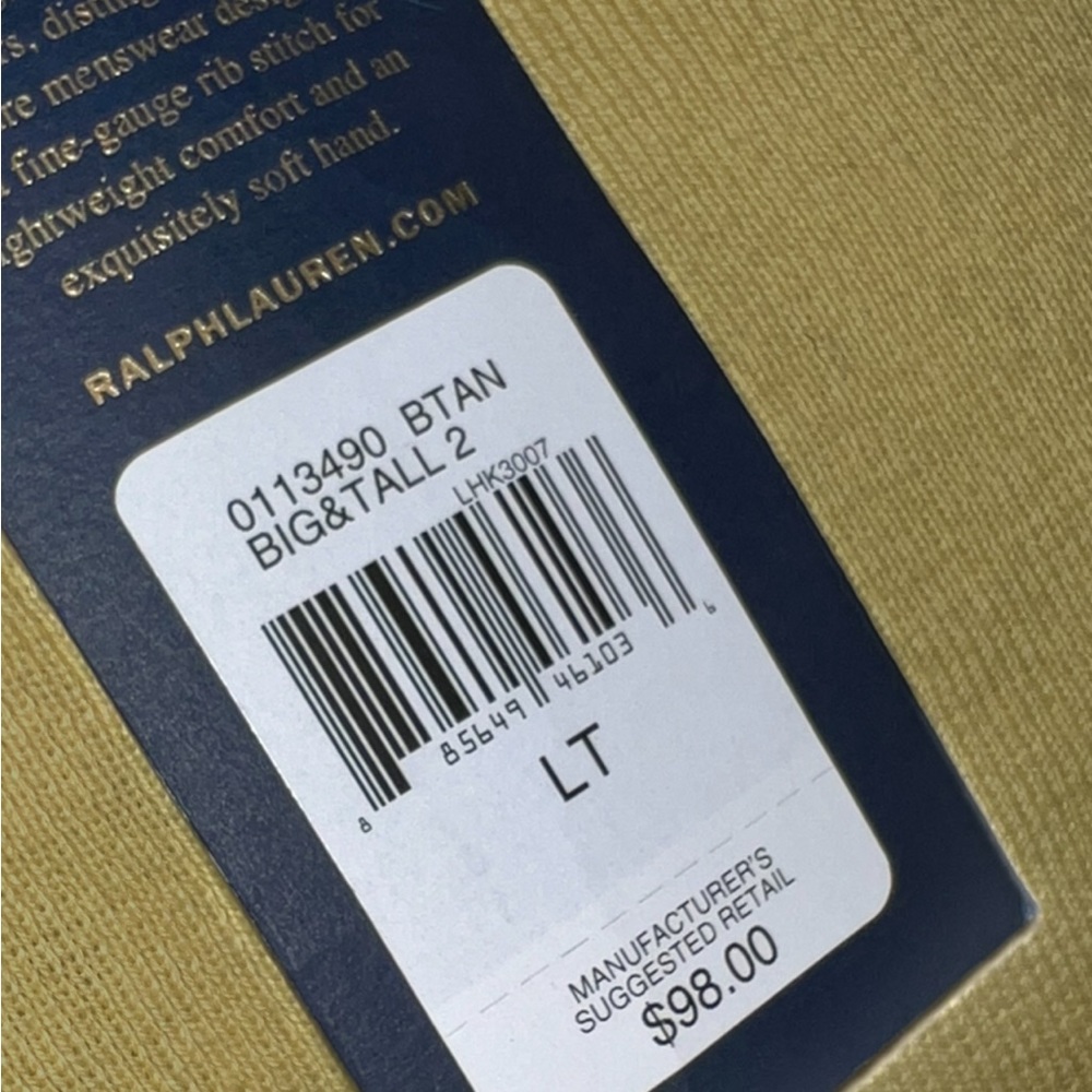 Brand new Ralph Lauren Yellow vest. Size LT big & tall - Picture 2 of 2